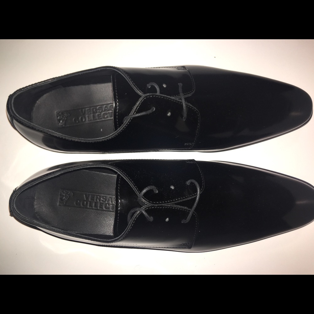 Versace Black Leather Oxfords